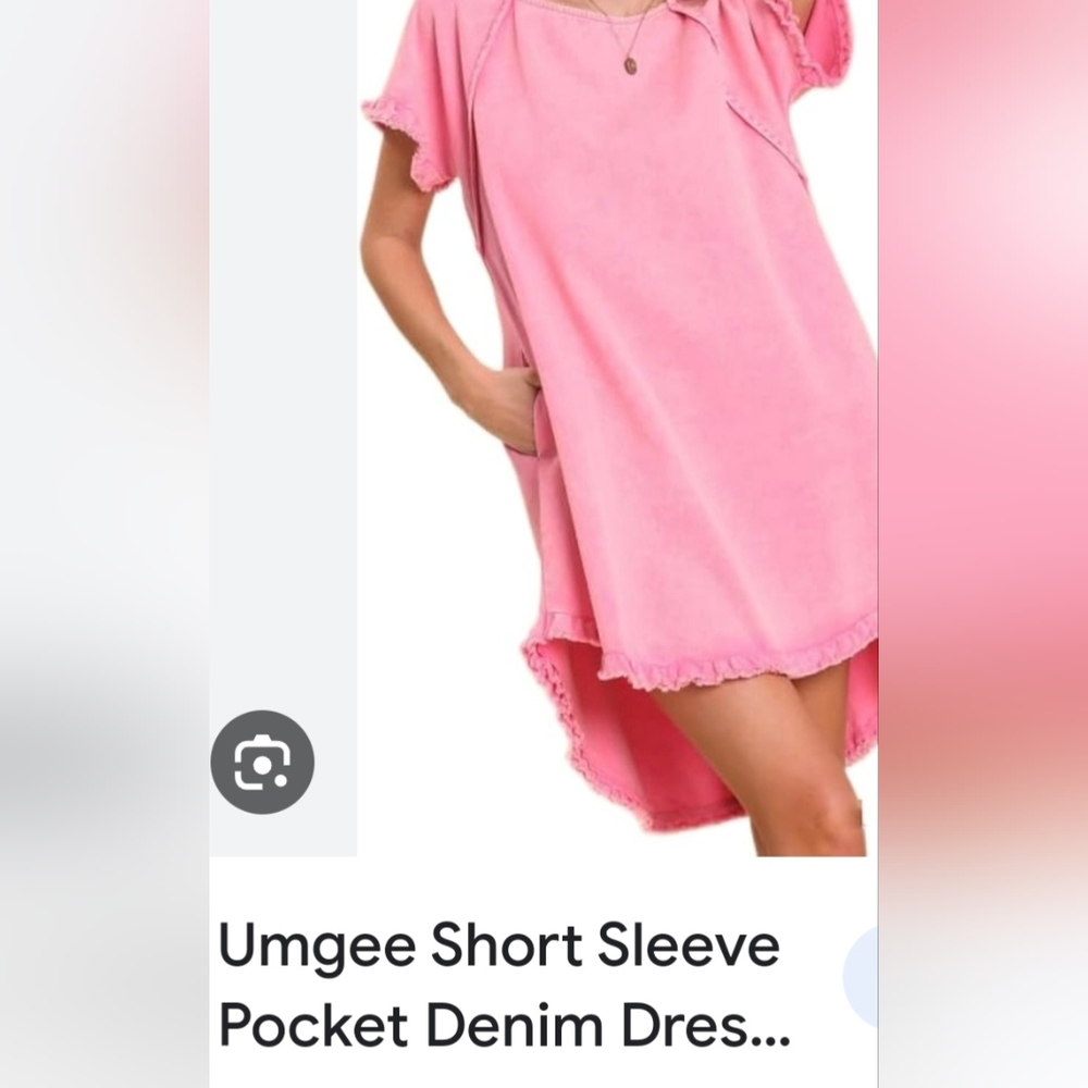 Umgee Barbie Pink Hi-lo denim fringe dress